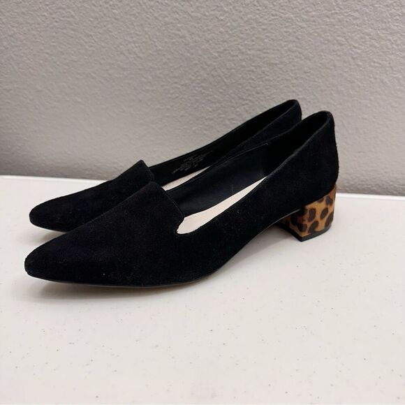 Anne Klein Shoes - Anne Klein Womens Shoes Low Heel Size 9 Fall Black Fabric Leopard Print Heel